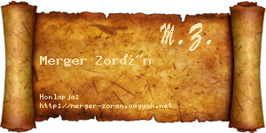 Merger Zorán névjegykártya